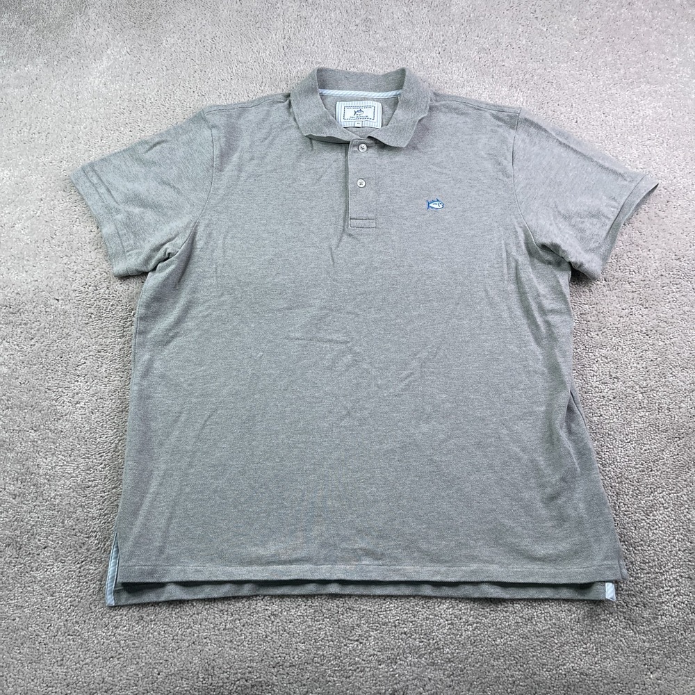 Southern Tide Polo Shirt Mens XL Grey Skipjack Pique Cotton Rugby Coastal Preppy